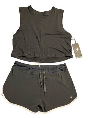 Endeavor Womens 2pc Activewear Set Tank & Shorts Black Size S NWT